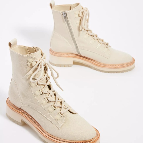 Dolce Vita Whitny Women's Off-White Lace-Up Boots - Picture 5 of 6